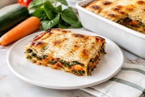 Lasaña de verduras con bechamel: receta vegana fácil y saludable