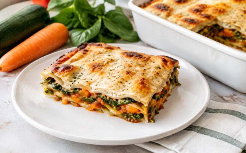 Lasaña de verduras con bechamel: receta vegana fácil y saludable